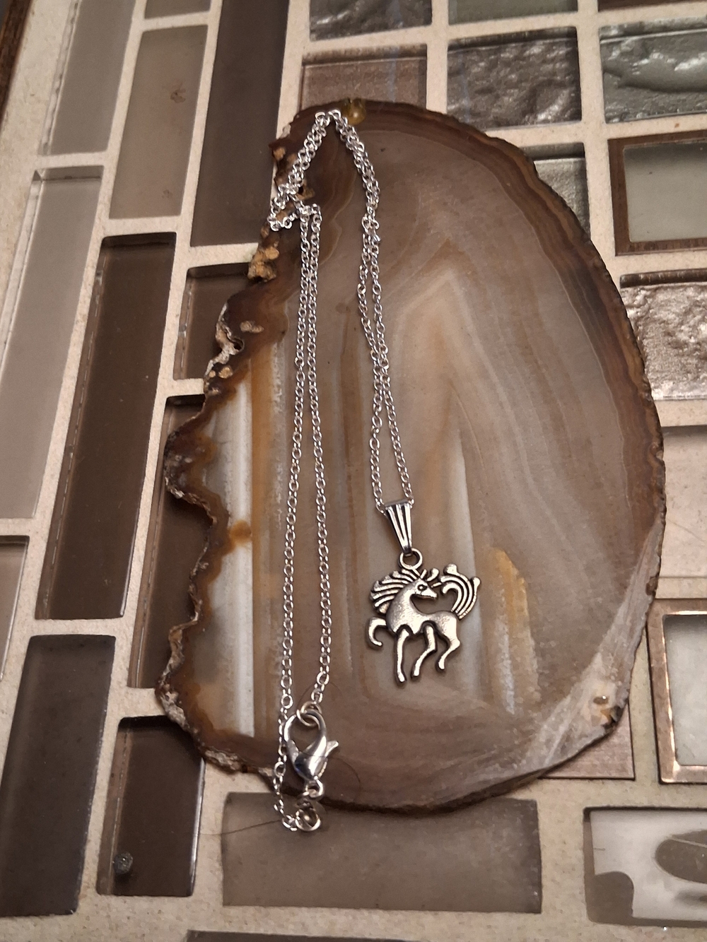 Silver Horse Pendant Necklace - Silver